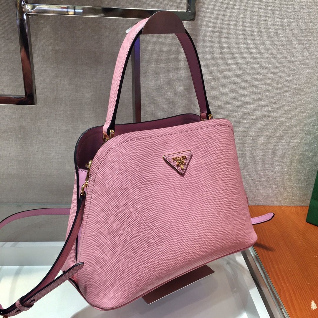 Prada Matinee Saffiano Leather Handbag Bag Tote Pink 1BA282